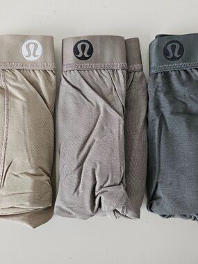NIB LULULEMON Oak Brown/Gray/Green Always In Motion Boxer Brief 3" XXL 3-Pack